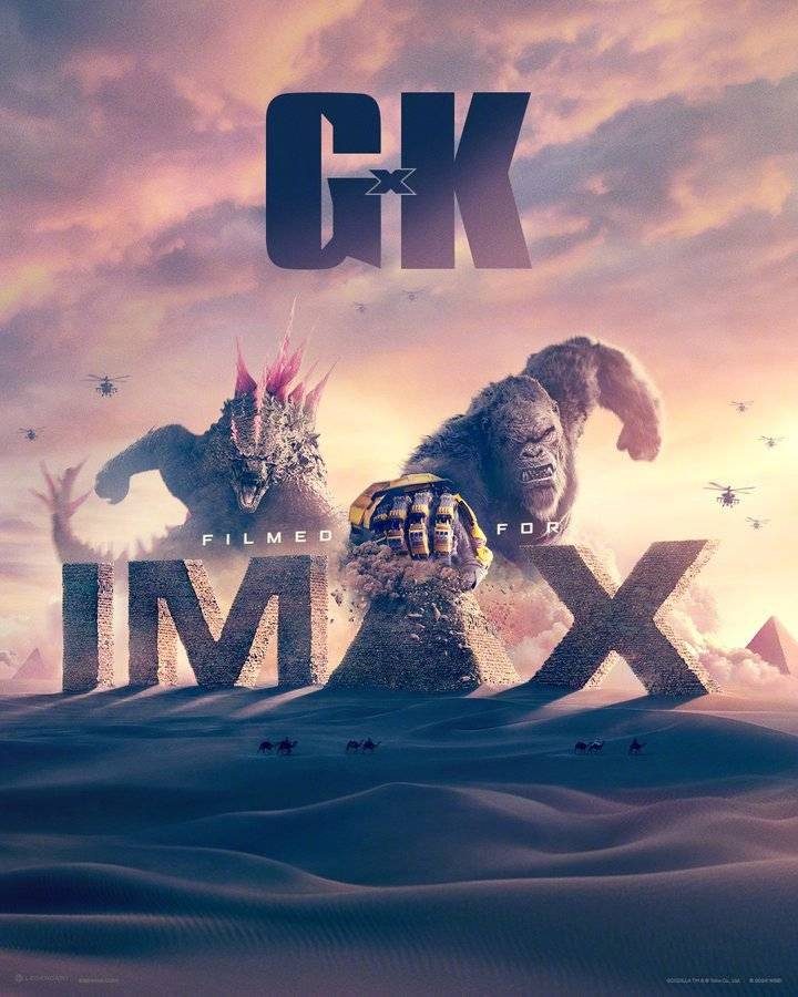 曝光IMAX海报！《哥斯拉大战金刚2》中的哥斯拉和金刚争夺山巅，压迫感十足。