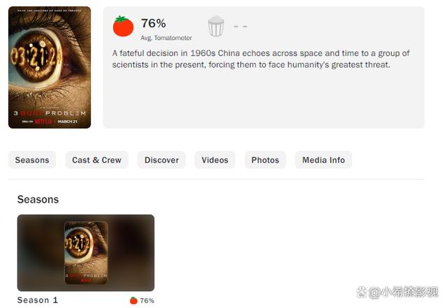 烂番茄76%，网飞《三体》口碑解禁，为何有些评论者不满？