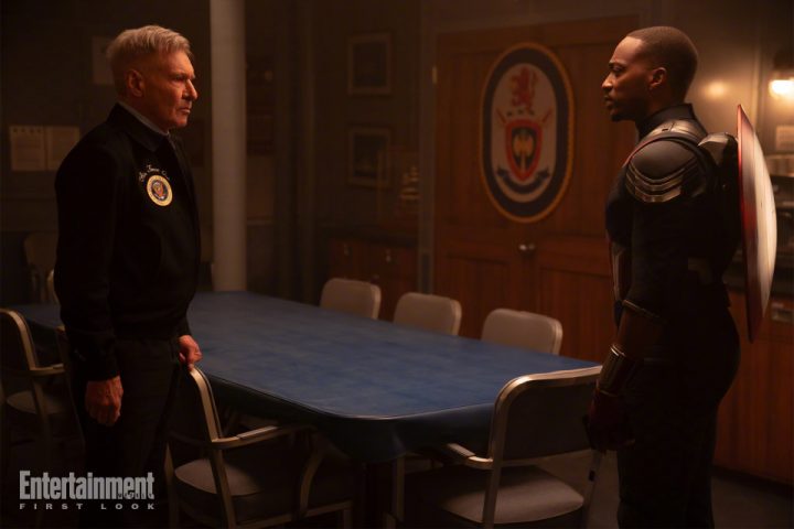 《美国队长4》首次曝光剧照：安东尼·麦凯再度扮演美国队长，与哈里森·福特版罗斯角色展开激烈对峙