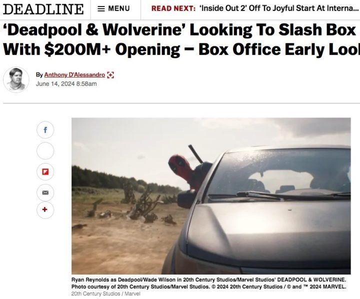 多家媒体预测《死侍3》北美首周票房有望超过2亿美元，成为漫威的救世主-1