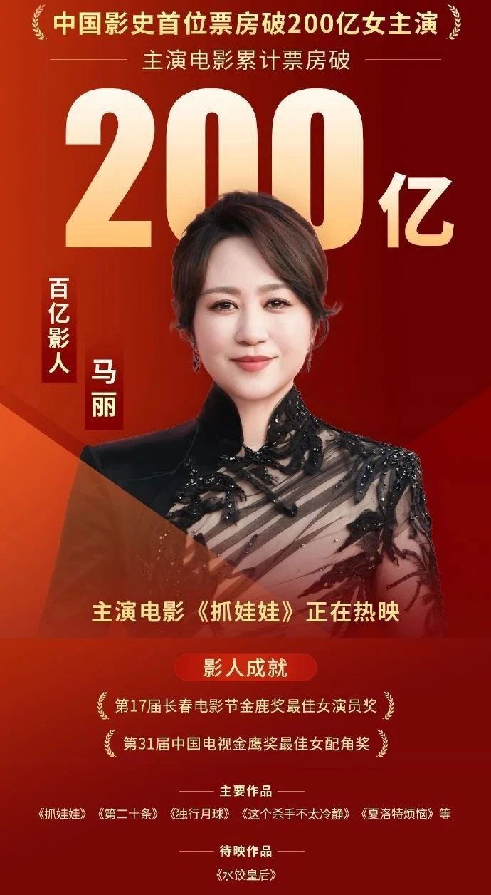 42岁的马丽创造中国影史首位票房破200亿的女主演纪录，再次惊艳众人-1